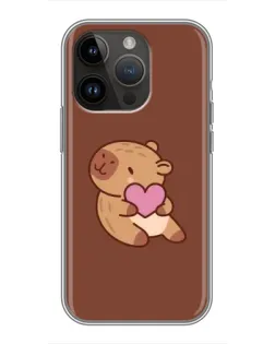 Чохол для iPhone 14 Pro Max з картинкою «Капібара з серцем»