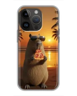Чохол для iPhone 14 Pro Max з картинкою «Капібара з піцою»