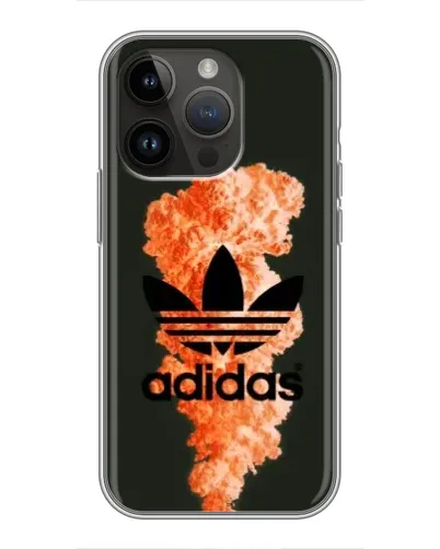Чехол для iPhone 14 Pro с картинкой «Оранжевый дым Adidas»