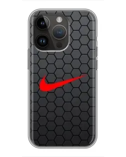 Чохол для iPhone 14 Pro з картинкою «Nike — карбонова сітка»