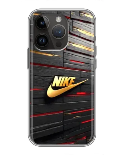Чохол для iPhone 14 Pro з картинкою «Золотий Nike на металі»