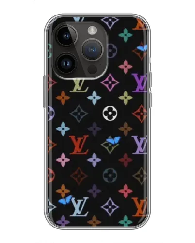 Чехол для iPhone 14 Pro с картинкой «Цветная монограмма LV»