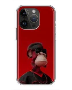 Чохол для iPhone 14 Pro з картинкою «Bored Ape в червоному»