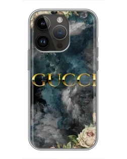 Чохол для iPhone 14 Pro з картинкою «Абстрактні квіти Gucci»