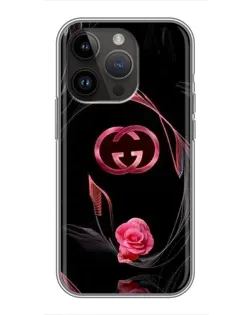 Чохол для iPhone 14 Pro з картинкою «Gucci — неонова троянда»