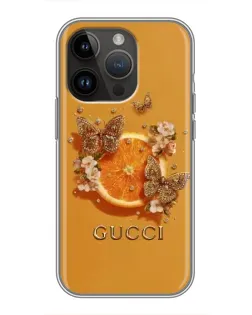 Чохол для iPhone 14 Pro з картинкою «Gucci — золоті метелики» Чохол для iPhone 14 Pro з картинкою «Gucci — золоті метелики»