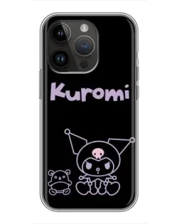 Чохол для iPhone 14 Pro з картинкою «Kuromi — чорний мінімалізм»