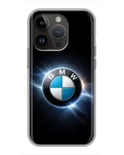 Чохол для iPhone 14 Pro з картинкою «BMW — неонове сяйво»