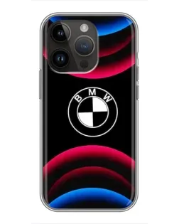 Чохол для iPhone 14 Pro з картинкою «Логотип BMW та неонові дуги»