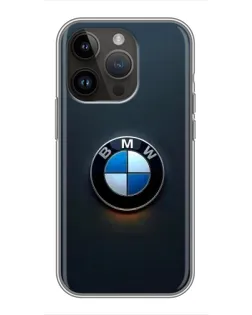 Чохол для iPhone 14 Pro з картинкою «Логотип BMW — мінімалізм»
