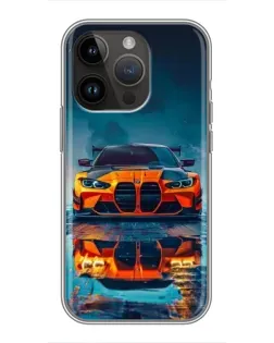 Чехол для iPhone 14 Pro с картинкой «BMW — золотая эмблема»