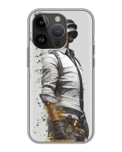 Чохол для iPhone 14 Pro з картинкою «PUBG — боєць у пилу»