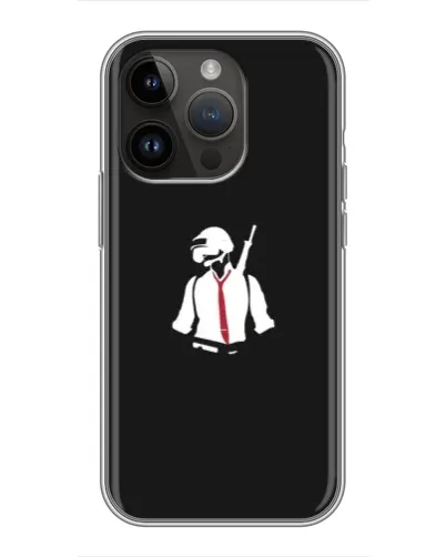 Чохол для iPhone 14 Pro з картинкою «PUBG — силует воїна»