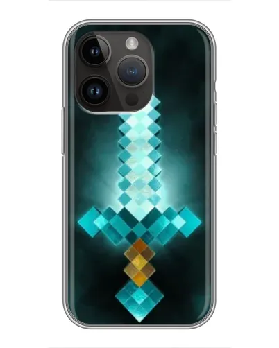 Чехол для iPhone 14 Pro с картинкой «Алмазный меч неон»