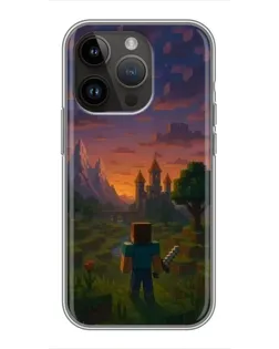 Чехол для iPhone 14 Pro с картинкой «Стив у башни»