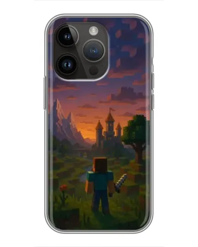 Чехол для iPhone 14 Pro с картинкой «Стив у башни»