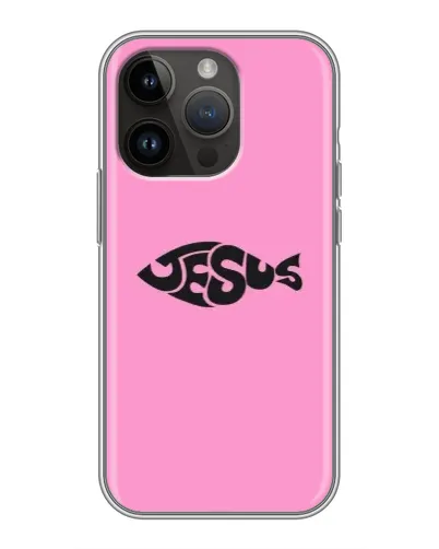 Чохол для iPhone 14 Pro з картинкою «Рожевий символ Jesus»