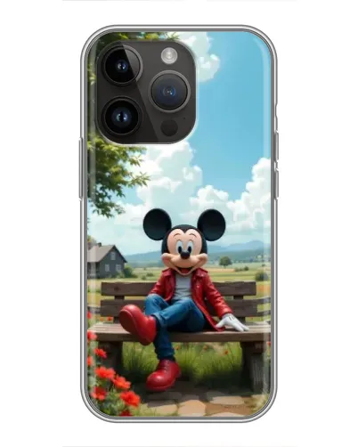 Чохол для iPhone 14 Pro з картинкою «Міккі на лавці»