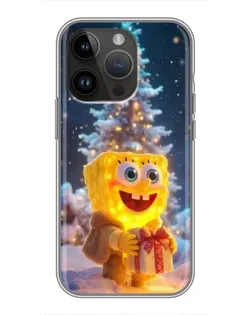 Чохол для iPhone 14 Pro з картинкою «Різдвяний Спанч Боб»