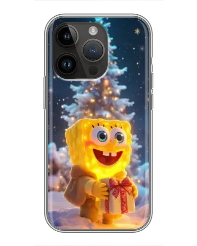 Чохол для iPhone 14 Pro з картинкою «Різдвяний Спанч Боб»