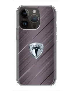 Чохол для iPhone 14 Pro з картинкою «Металева текстура Tesla»
