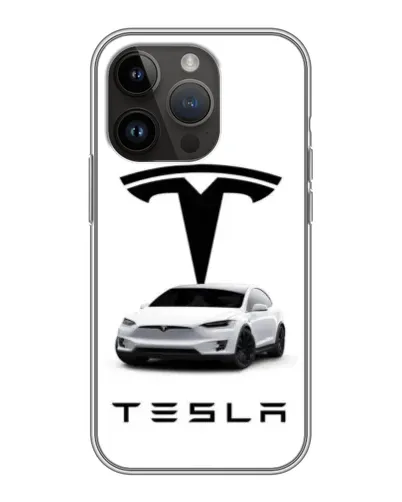 Чохол для iPhone 14 Pro з картинкою «Tesla White Style»
