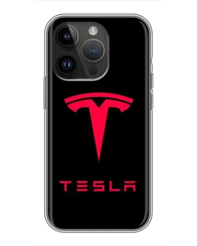 Чохол для iPhone 14 Pro з картинкою «Tesla Red Logo»