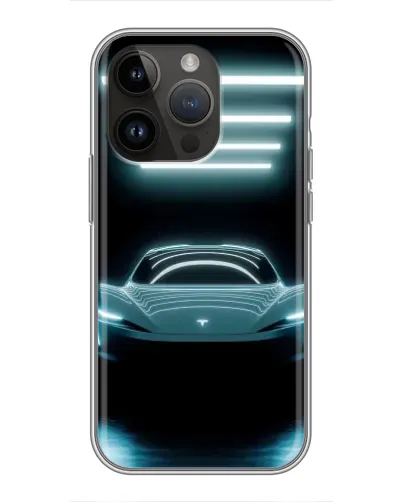 Чохол для iPhone 14 Pro з картинкою «Tesla в неоні»