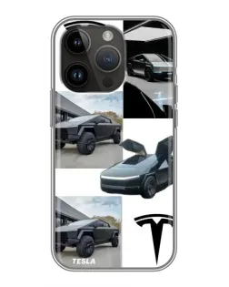 Чохол для iPhone 14 Pro з картинкою «Колаж Cybertruck Tesla»