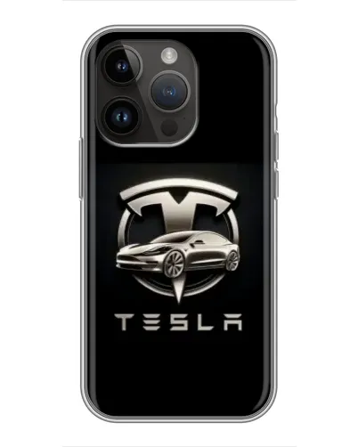 Чохол для iPhone 14 Pro з картинкою «Tesla — срібне авто»