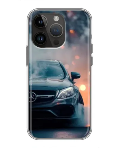 Чохол для iPhone 14 Pro з картинкою «Mercedes — нічне місто»