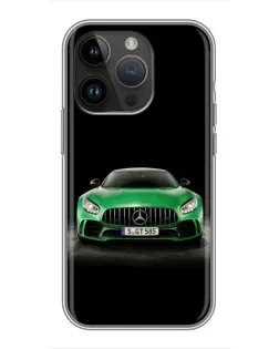 Чохол для iPhone 14 Pro з картинкою «Mercedes — неоновий лого»