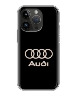 Чохол для iPhone 14 Pro з картинкою «Audi — золотий логотип»