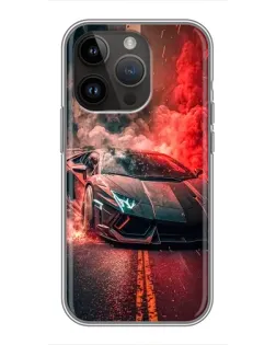 Чохол для iPhone 14 Pro з картинкою «Lamborghini червоний дим»