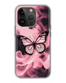 Чохол для iPhone 14 Pro з картинкою «Метелик у диму»