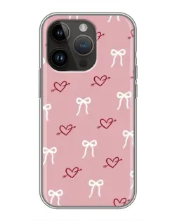 Чохол для iPhone 14 Pro з картинкою «Серця та банти»