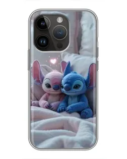 Чехол для iPhone 14 Pro с картинкой «Плюшевые Стич Ангел»
