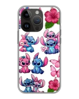 Чехол для iPhone 14 Pro с картинкой «Стикеры Stitch и Angel»