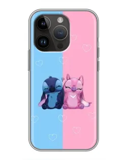 Чехол для iPhone 14 Pro с картинкой «Stitch и Angel Love»