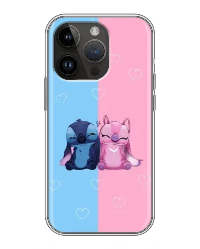 Чехол для iPhone 14 Pro с картинкой «Stitch и Angel Love»