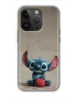 Чехол для iPhone 14 Pro с картинкой «Стич на коричневом фоне»