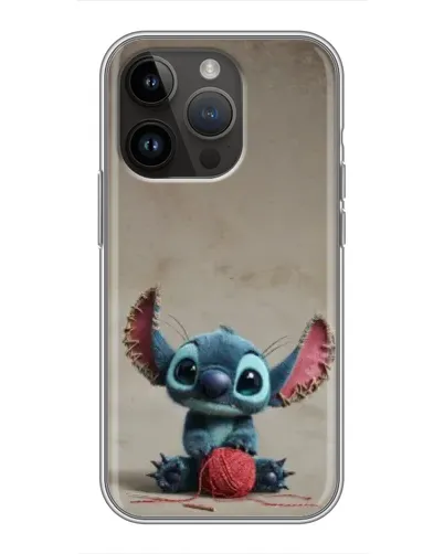 Чехол для iPhone 14 Pro с картинкой «Стич на коричневом фоне»