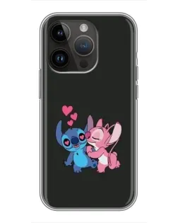 Чехол для iPhone 14 Pro с картинкой «Анжел целует Стича»