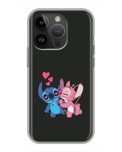 Чехол для iPhone 14 Pro с картинкой «Анжел целует Стича»