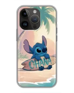Чехол для iPhone 14 Pro с картинкой «Стич на серфе»
