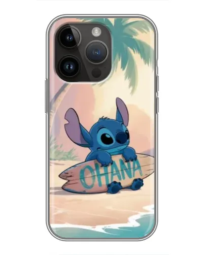 Чехол для iPhone 14 Pro с картинкой «Стич на серфе»