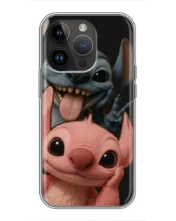 Чехол для iPhone 14 Pro с картинкой «Стич и Ангел»
