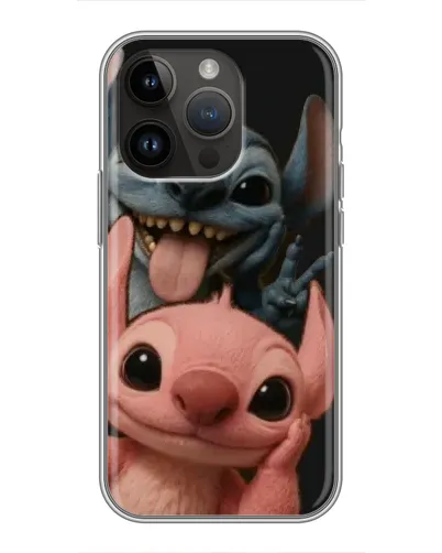 Чехол для iPhone 14 Pro с картинкой «Стич и Ангел»