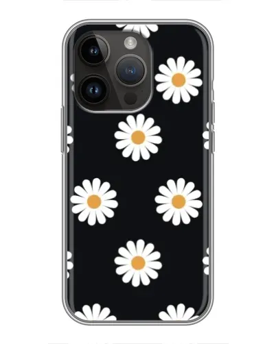 Чохол для iPhone 14 Pro з картинкою «Ромашки на чорному»