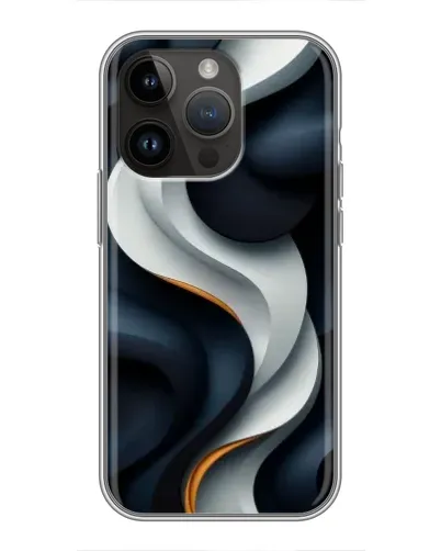 Чехол для iPhone 14 Pro с картинкой «Объемные черно-белые ленты»
